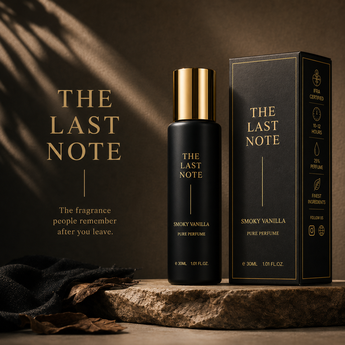 Smoky Vanilla perfume bottle and box, The Last Note fragrance