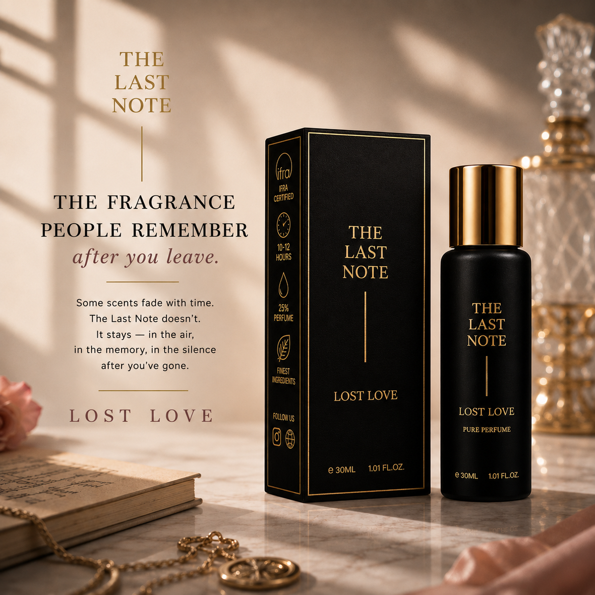 The Last Note Lost Love perfume bottle styled shot