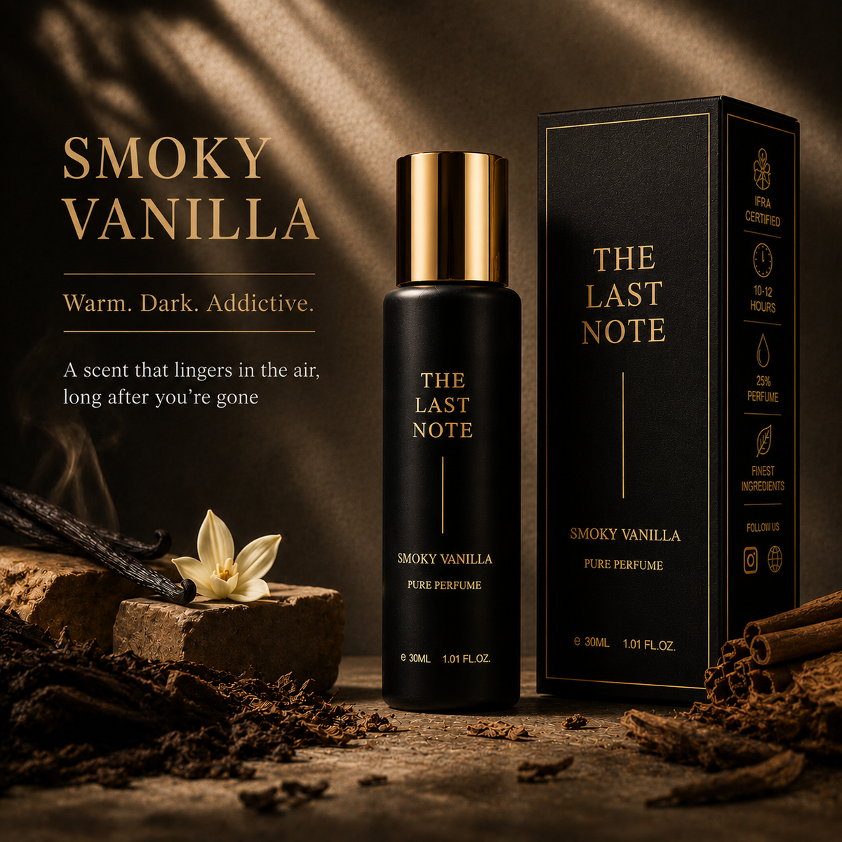 The Last Note Smoky Vanilla Chapter 1 perfume bottle, 30ML pure perfume