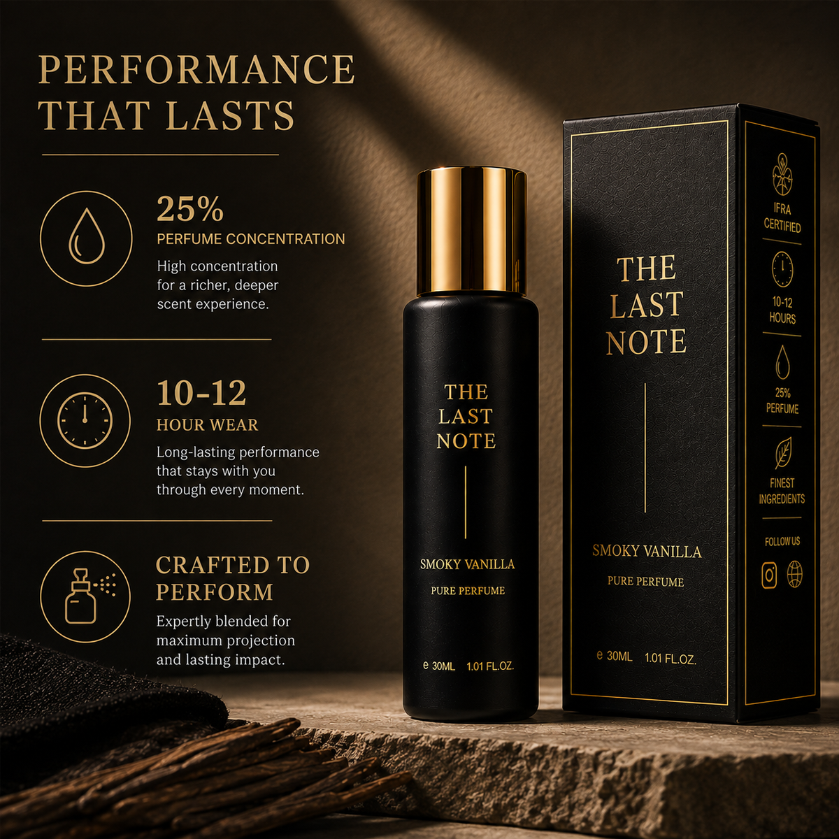 Smoky Vanilla perfume by The Last Note, close-up bottle detail